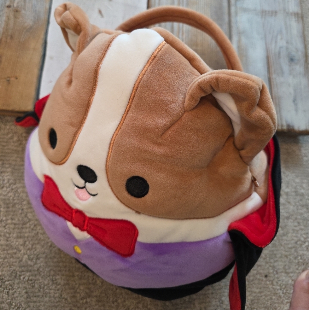 Original Squishmallows Reginald The Vampire Corgi Halloween 12" Plush Treat Pail
